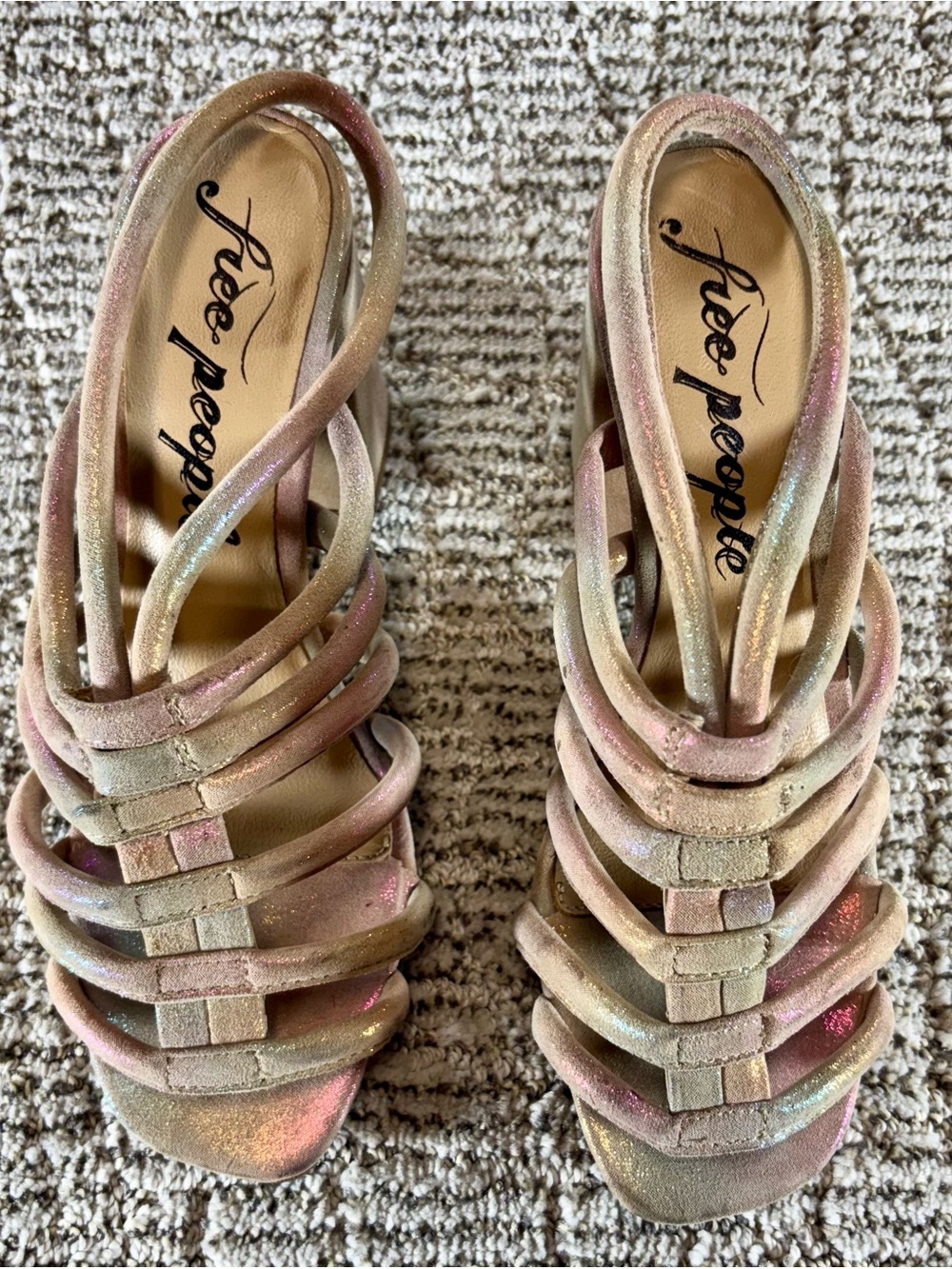 NEW Free People Women’s Size 36 (US 5.5) Rainbow Metallic Colette Cinched Heel - Picture 4 of 15